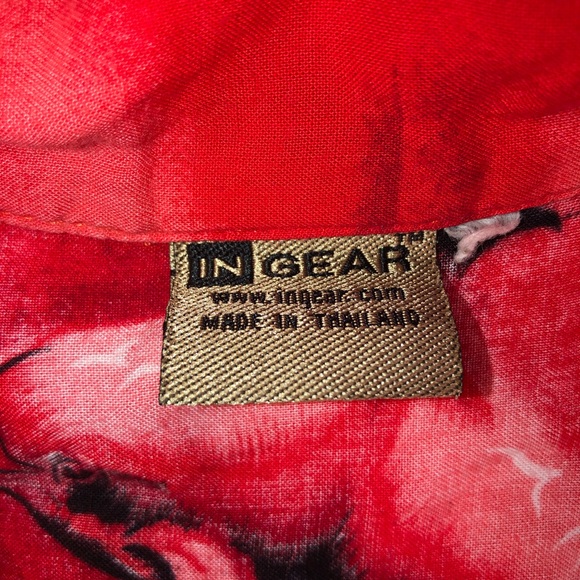 Men’s In Gear Tropical Fish Short Sleeve Casual Button Up Shirt Size Large Red - Picture 4 of 6